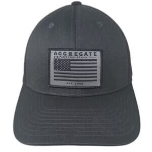 Team 365 Trucker Hat Black Gray OS Snapback Mesh Construction Flag Patch Work